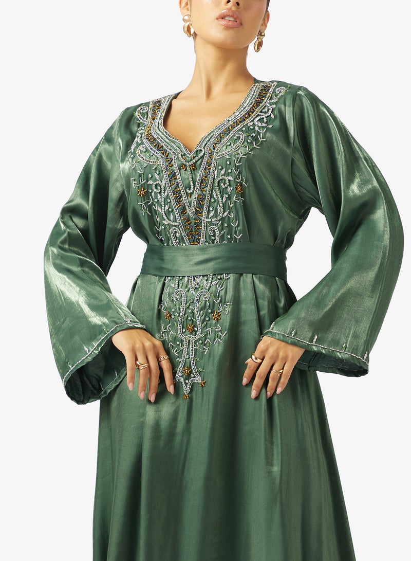 hayas closet Embellished Belted Jalabiya - Image 3